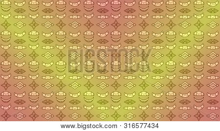 Set Of Bakery And Pastry In Style Outline On Colored Background. Seamless Pattern With Icons Of Croi