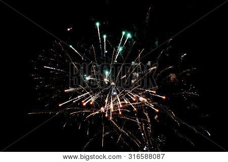 Some Celebration Pyrotechnic Fireworks In The Night