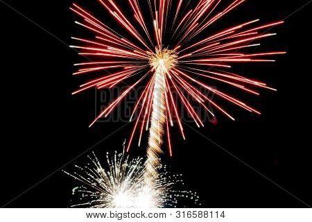 Some Celebration Pyrotechnic Fireworks In The Night