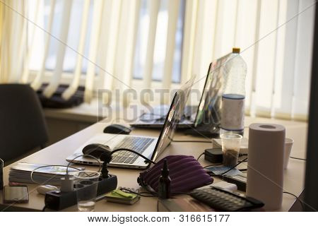 Belarus, Gimel, March 2, 2019. Business Center. Hackathon City.desktop For The Programmer. Desk With