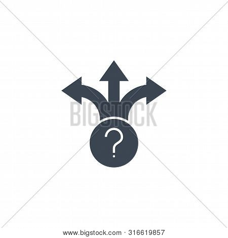 Three-way Direction Arrow Related Vector Glyph Icon. Isolated On White Background. Vector Illustrati