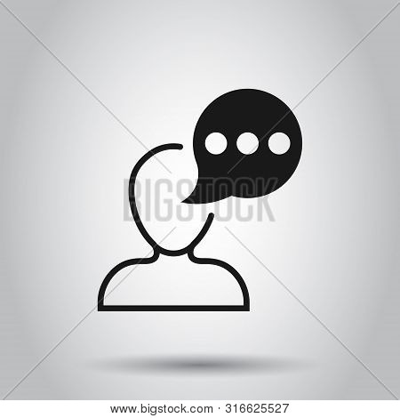 Man Head Mind Thinking Icon In Transparent Style. Speech Bubble With People Vector Illustration On I