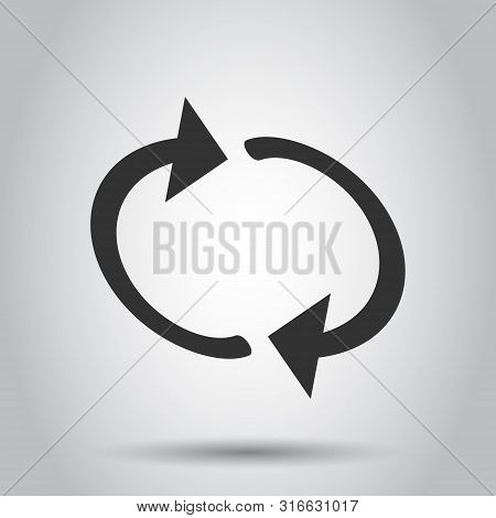 Arrow Rotation Icon In Transparent Style. Sync Action Vector Illustration On Isolated Background. Re