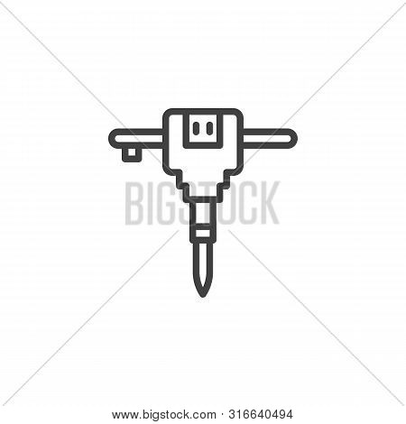 Jackhammer Line Icon. Linear Style Sign For Mobile Concept And Web Design. Hydraulic Breaker Outline