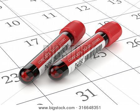 3d Render Of Cbc Blood Tube Lying On Calendar