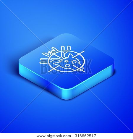 Isometric Hunt On Deer With Crosshairs Icon Isolated On Blue Background. Hunting Club Logo With Deer