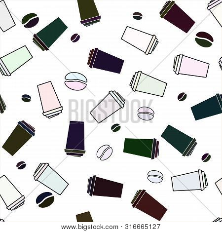 Seamless Pattern With Coffee And Tea Icons. Vector Stock Illustration, Eps 10.