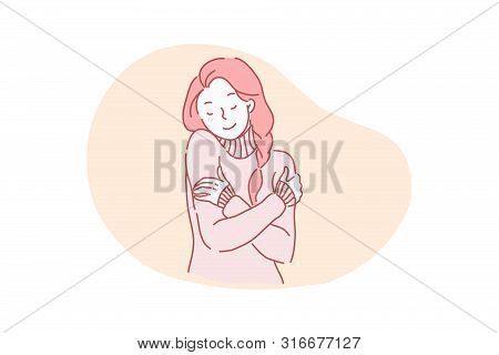 Vector Illustration Attractive, Charming, Well Groomed Beautiful, Beautiful, Gentle, Calm Cheerful Y