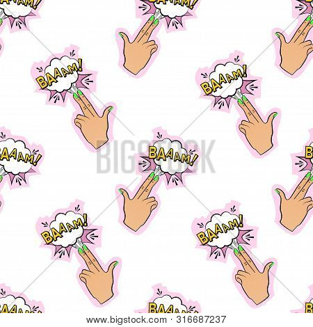 Abstract Seamless Pin Up Pattern For Girls, Boys, Clothes. Creative Vector Pin Up Pattern With Finge