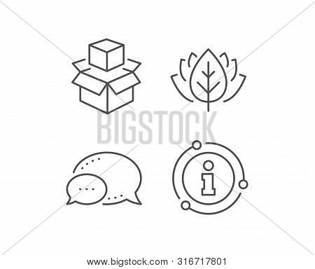 Box Line Icon. Chat Bubble, Info Sign Elements. Delivery Parcel Sign. Packing Boxes Symbol. Linear P