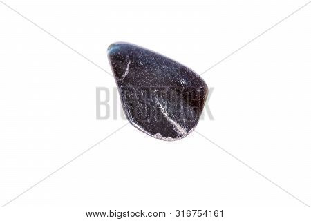 Macro Mineral Stone Falcon Eye On A White Background