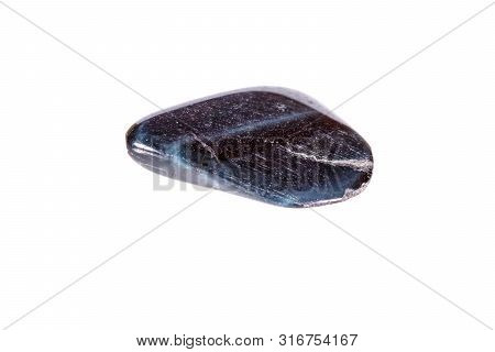 Macro Mineral Stone Falcon Eye On A White Background