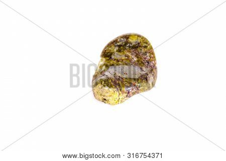 Macro Mineral Stone Serpentine On A White Background