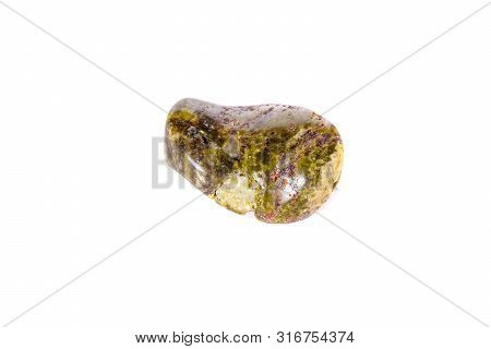 Macro Mineral Stone Serpentine On A White Background