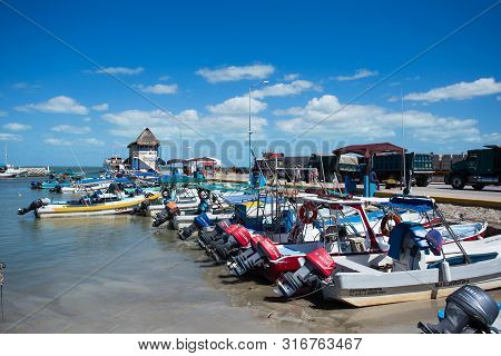 Mexico March 20 2017 The Bay With Fishing Boats, Harbor