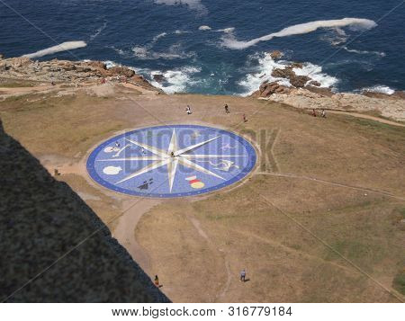 Aerial Photo Of The Compass From Hercules Lighthouse In La Coruna. August 7, 2012. La Coruna Galicia