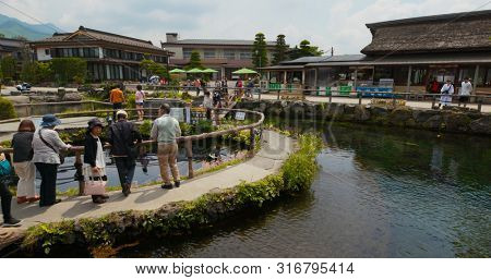 Yamanashi, Japan, 28 June 2019: tourist at Oshino Hakkai