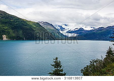 Glacier in Whittier Alaska by lake