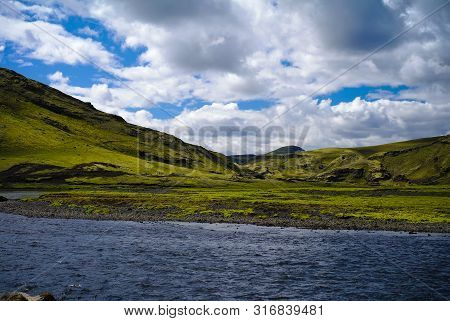 Landscape With Eldgja Canyon And Spring In South Iceland