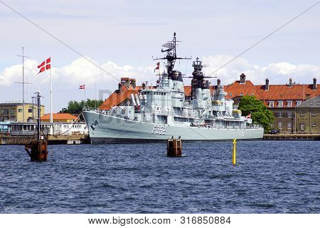Copenhagen, Denmark - July 20, 2019: Former Royal Danish Navy Hdms Peder Skram (f352).