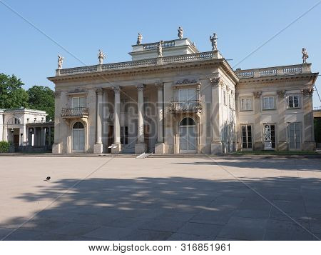 Warsaw, Poland On June 2019: Historical Palace On The Isle In Baths Park In European Capital City Wi