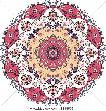 Dekorative runde blomstermotiver lace mønster. kalejdoskopisk blomstermønster, mandala.