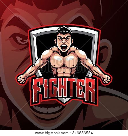 Fighter Sport Mascot Logo Design With Text