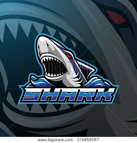 Shark Sport Mascot Logo Design With Text