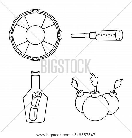 Vector Design Of Treasure And Ocean Logo. Set Of Treasure And Nautical Stock Symbol For Web.