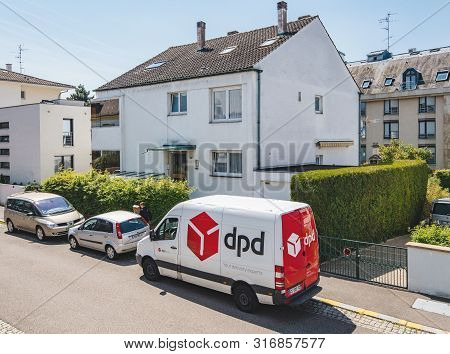 Paris, France - May 23, 2019: View From Above Of Mercedes-benz Sprinter Van With Dpd Parcel Delivery