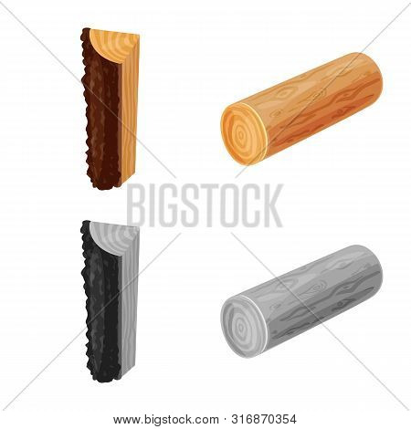 Vector Design Of Tree And Raw Sign. Set Of Tree And Construction Vector Icon For Stock.