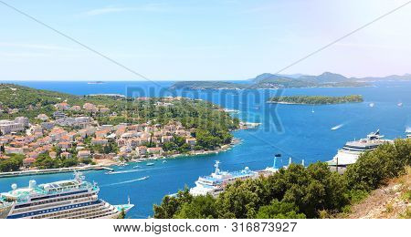 Dalmatian Coastline Panoramic View From Dubrovnik, Croatia, Europe