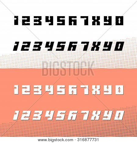 Font Of Numbers Arrow Counterform. Decorative Design Elements For Poster Dynamic Style Development S