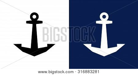 Ships Anchor Vector Icon Black And Inversion