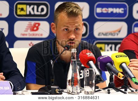 Kyiv, Ukraine - August 13, 2019: Club Brugge Goalkeeper Simon Mignolet During The Press-conference B