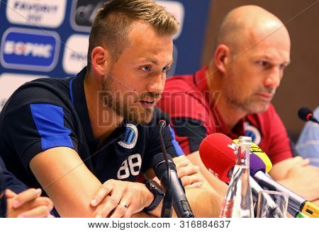 Kyiv, Ukraine - August 13, 2019: Club Brugge Goalkeeper Simon Mignolet During The Press-conference B