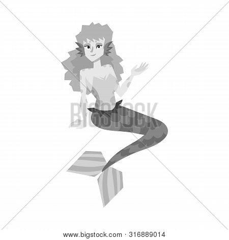Vector Design Of Mermaid And Girl Icon. Collection Of Mermaid And Fantasy Vector Icon For Stock.
