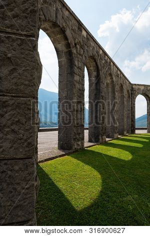 Stony Arcades World War I Memorial Place Near Kobarid, Slovenia. St Anton, Italian Ossuary With Rema