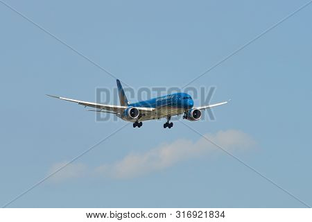Passenger Airplane Landing At Saigon Airport