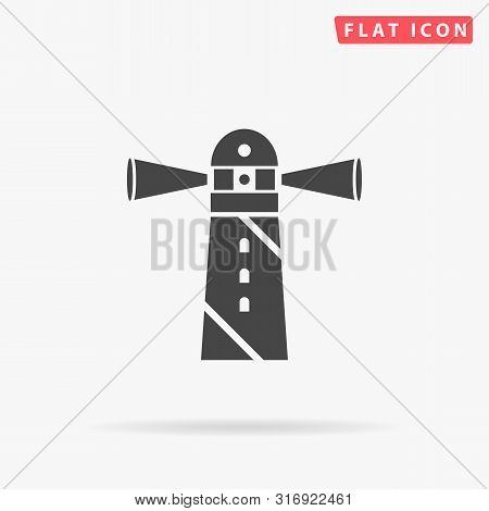 Lighthouse, House, Light, Beach, Ocean. Flat Design Style Minimal Vector Illustration Icon For Web D
