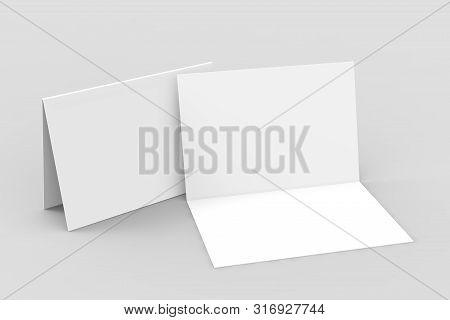 Half-fold Brochure Blank White Template For Mock Up And Presentation Design. 3d Illustration.