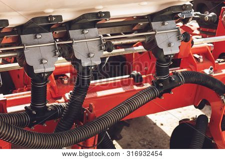 Working Parts Of New Agricultural Seeder, Seeding Machine. Agricultural Machinery.