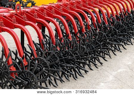 Working Parts Of New Agricultural Disc Harrow. Plow. Harrow. Cultivator For Cultivating The Earth.