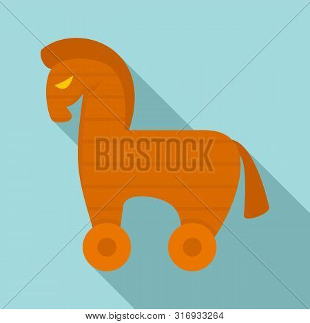 Computer Trojan Horse Icon. Flat Illustration Of Computer Trojan Horse Vector Icon For Web Design