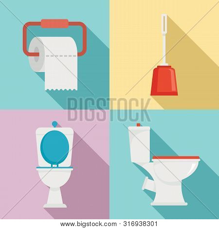 Toilet Icons Set. Flat Set Of Toilet Vector Icons For Web Design
