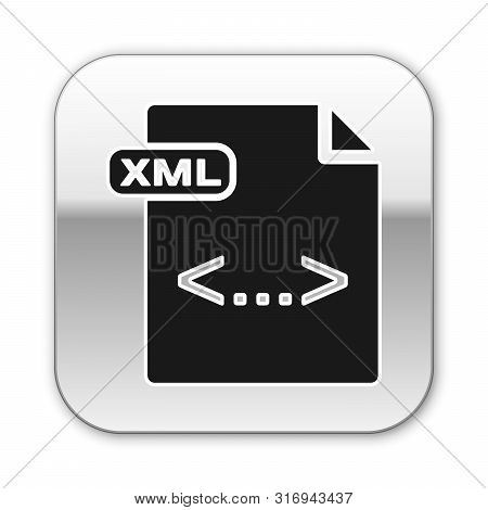 Black Xml File Document. Download Xml Button Icon Isolated On White Background. Xml File Symbol. Sil