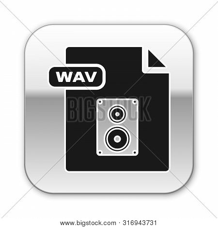 Black Wav File Document. Download Wav Button Icon Isolated On White Background. Wav Waveform Audio F