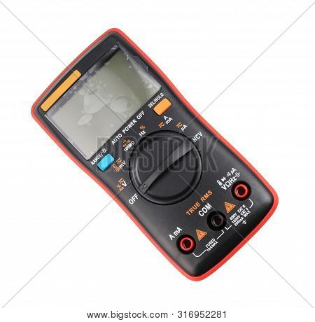 Black Digital Multimeter Isolated On White Background At Dry Day