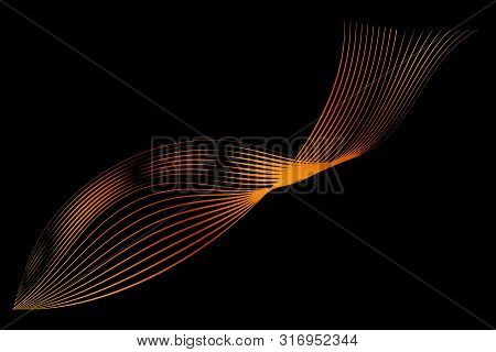 Abstact Golden 8 Wave Line For Element Design Of Certificate, Banner, Backdrop, Cover, Etc At Black.