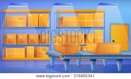 Warehouse Concept Banner. Cartoon Illustration Of Warehouse Vector Concept Banner For Web Design